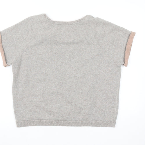 Superdry Women Grey Osaka 6 Short Sleeve Pullover Sweatshirt Size L