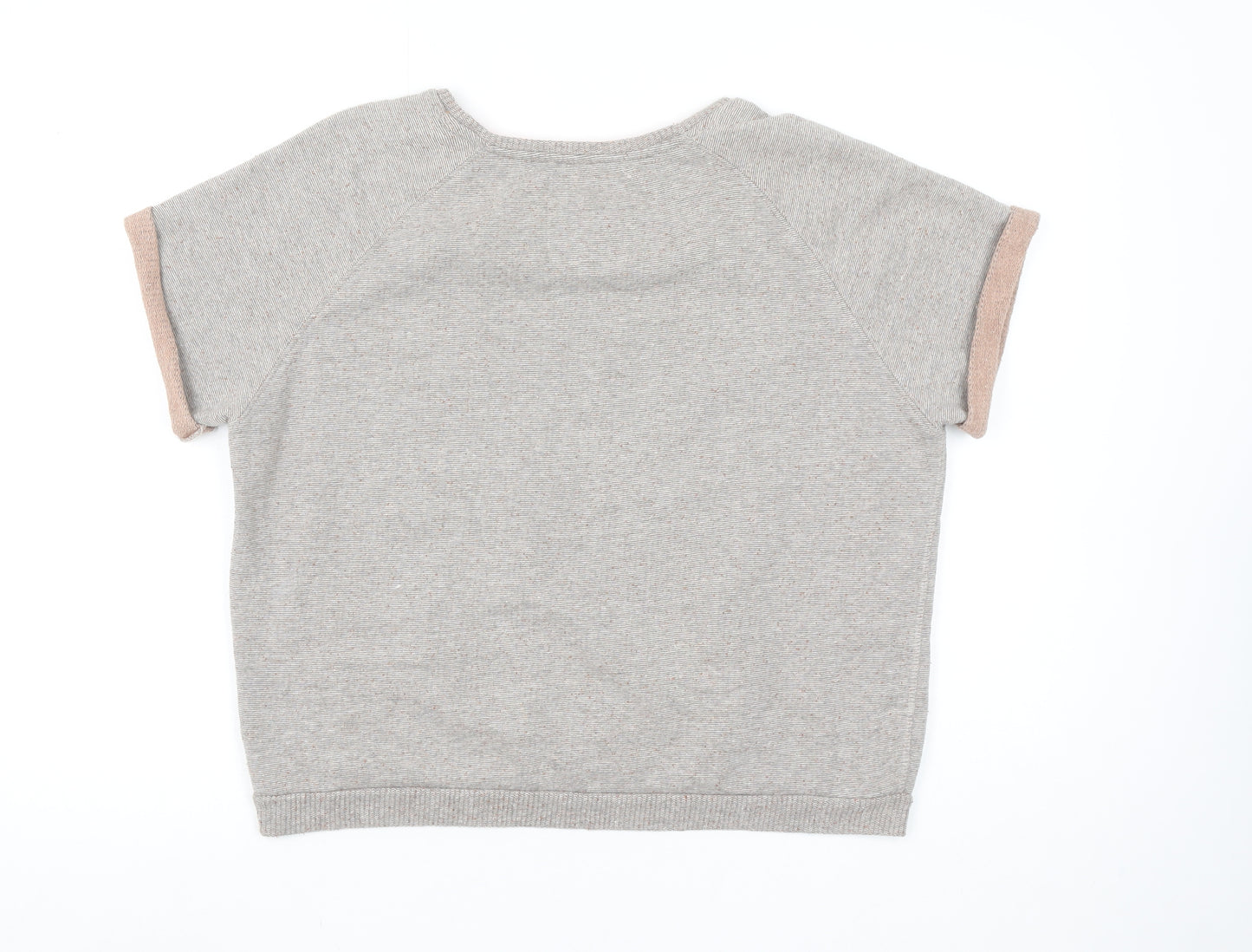 Superdry Women Grey Osaka 6 Short Sleeve Pullover Sweatshirt Size L