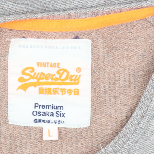 Superdry Women Grey Osaka 6 Short Sleeve Pullover Sweatshirt Size L