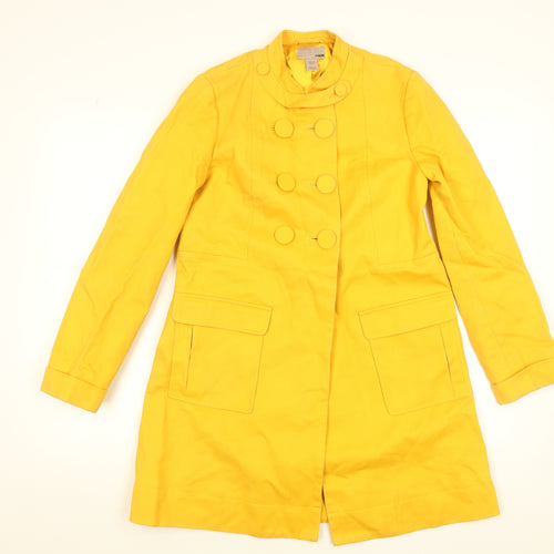 H&M Women's Yellow Cotton Mid-Length Trench Coat Size 8