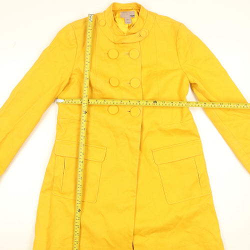 H&M Women's Yellow Cotton Mid-Length Trench Coat Size 8