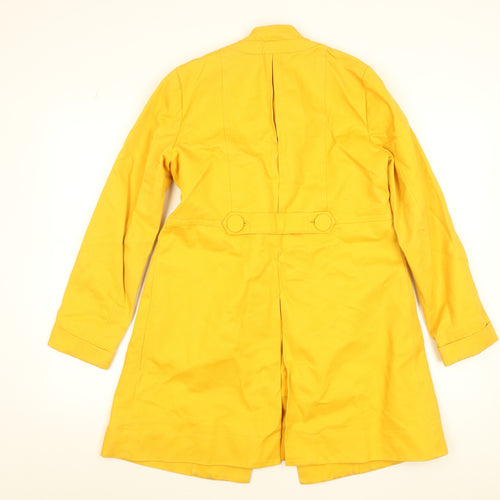 H&M Women's Yellow Cotton Mid-Length Trench Coat Size 8