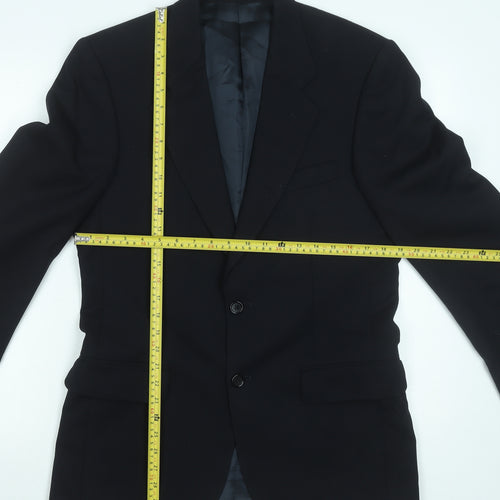 Marks and Spencer Men Blue 36 Regular Wool Single-Breasted Blazer