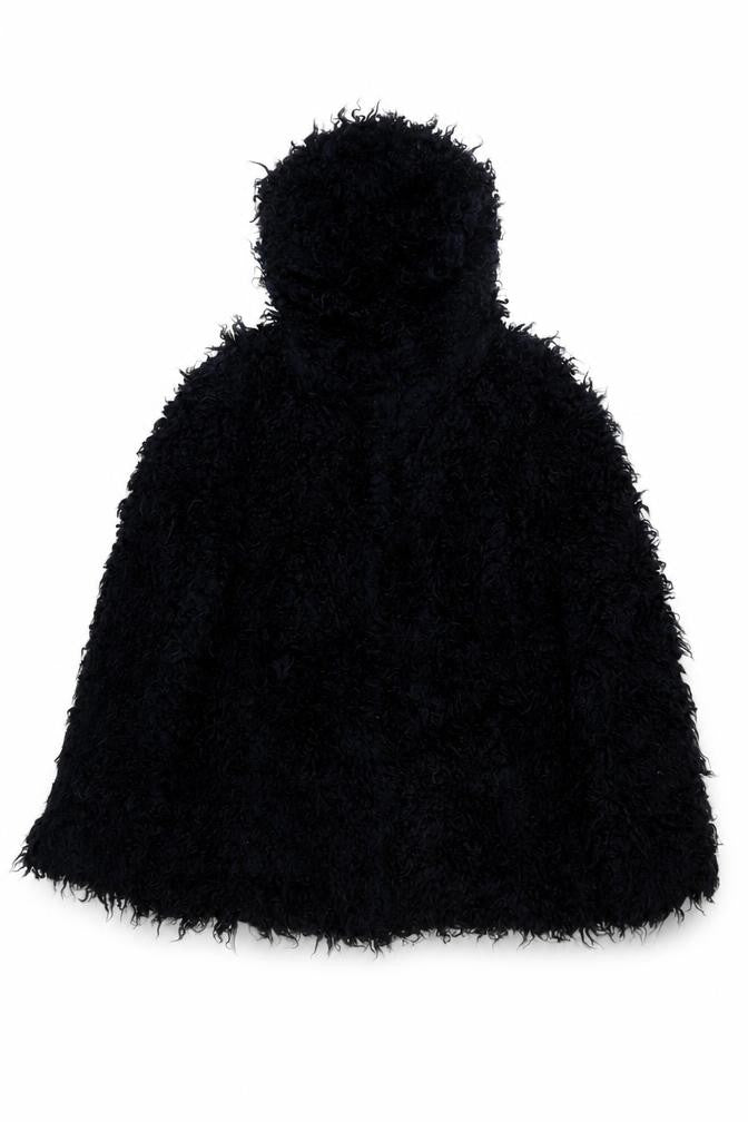 Henry Holland Women Black Fleece Hoodie Cape Style Size S Modacrylic Blend