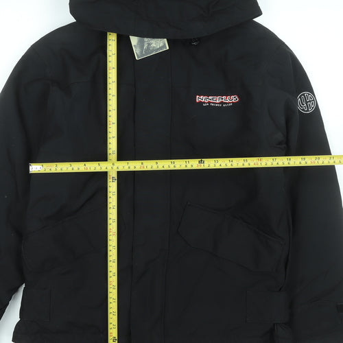 Nineplus Men's Black Hooded Parka Jacket Size S Water Resistant