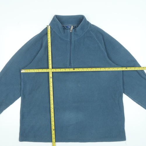 Cotton Traders Mens Blue L 1/4 Zip High Neck Knit Sweatshirt