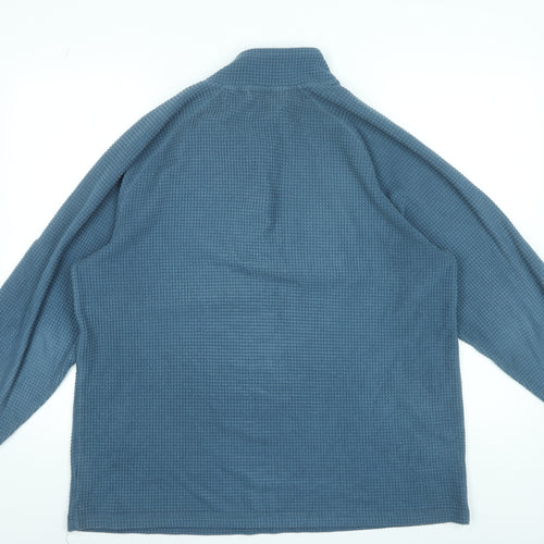 Cotton Traders Mens Blue L 1/4 Zip High Neck Knit Sweatshirt