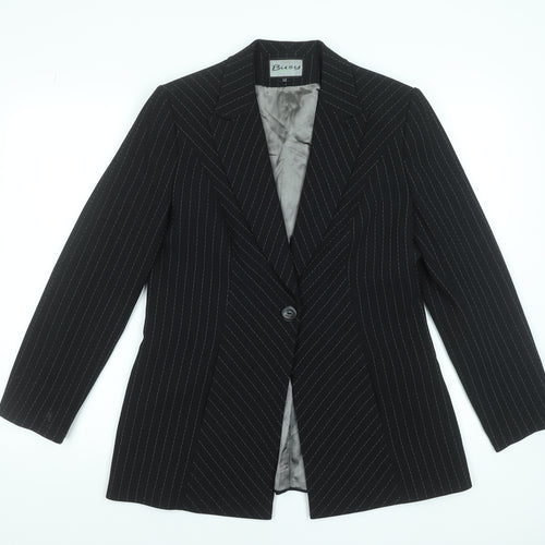 Busy Women's Black Pinstripe Single-Breasted Suit Jacket Size 12