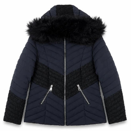 Klass Womens Blue Faux Fur Hooded Puffer Jacket Size S
