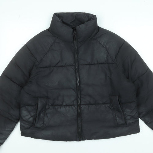 Monki Women’s Black Short Puffer Jacket Size S Quilted Lightweight