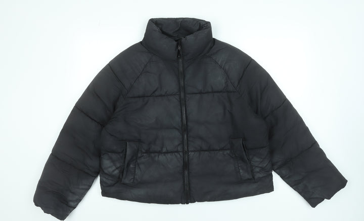 Monki Women’s Black Short Puffer Jacket Size S Quilted Lightweight