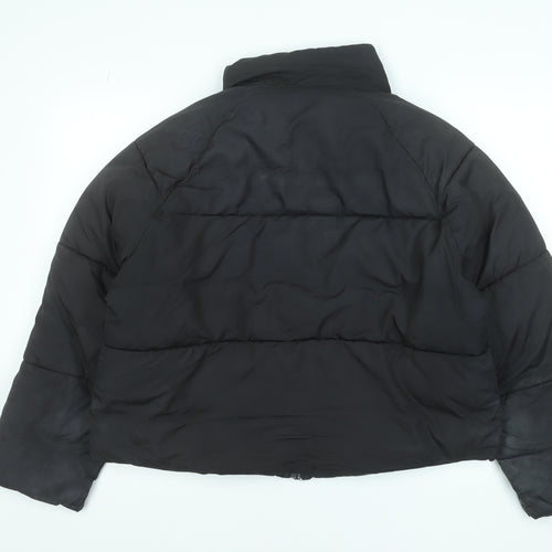 Monki Women’s Black Short Puffer Jacket Size S Quilted Lightweight
