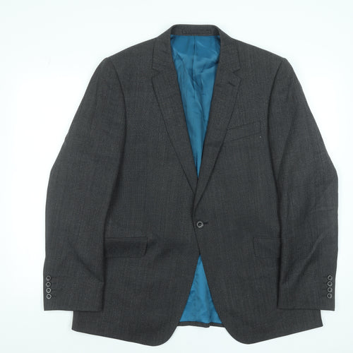 Marks and Spencer Mens Grey Wool Blazer 42R Classic Fit Single-Breasted Jacket