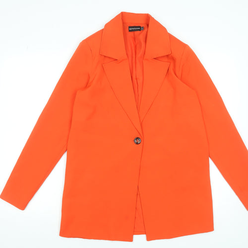 PrettyLittleThing Women’s Orange Blazer Jacket Size 8 Long Sleeve