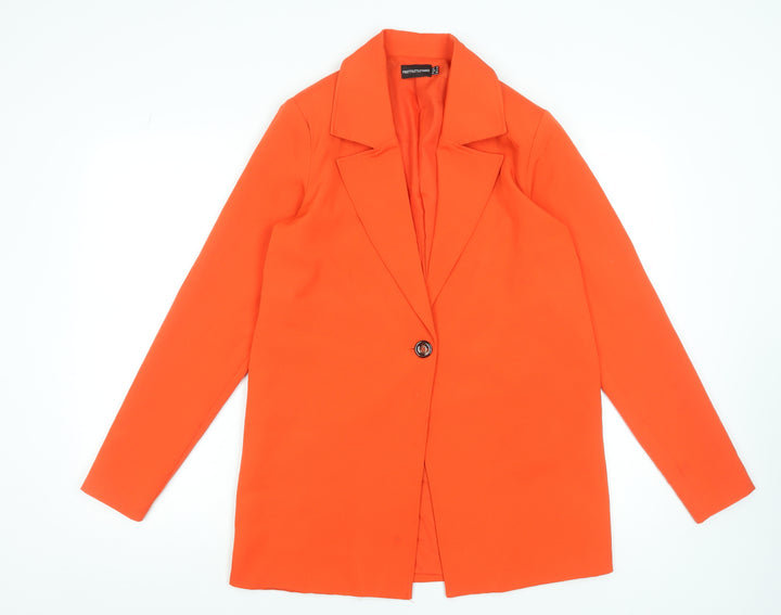 PrettyLittleThing Women’s Orange Blazer Jacket Size 8 Long Sleeve