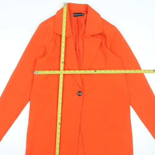 PrettyLittleThing Women’s Orange Blazer Jacket Size 8 Long Sleeve