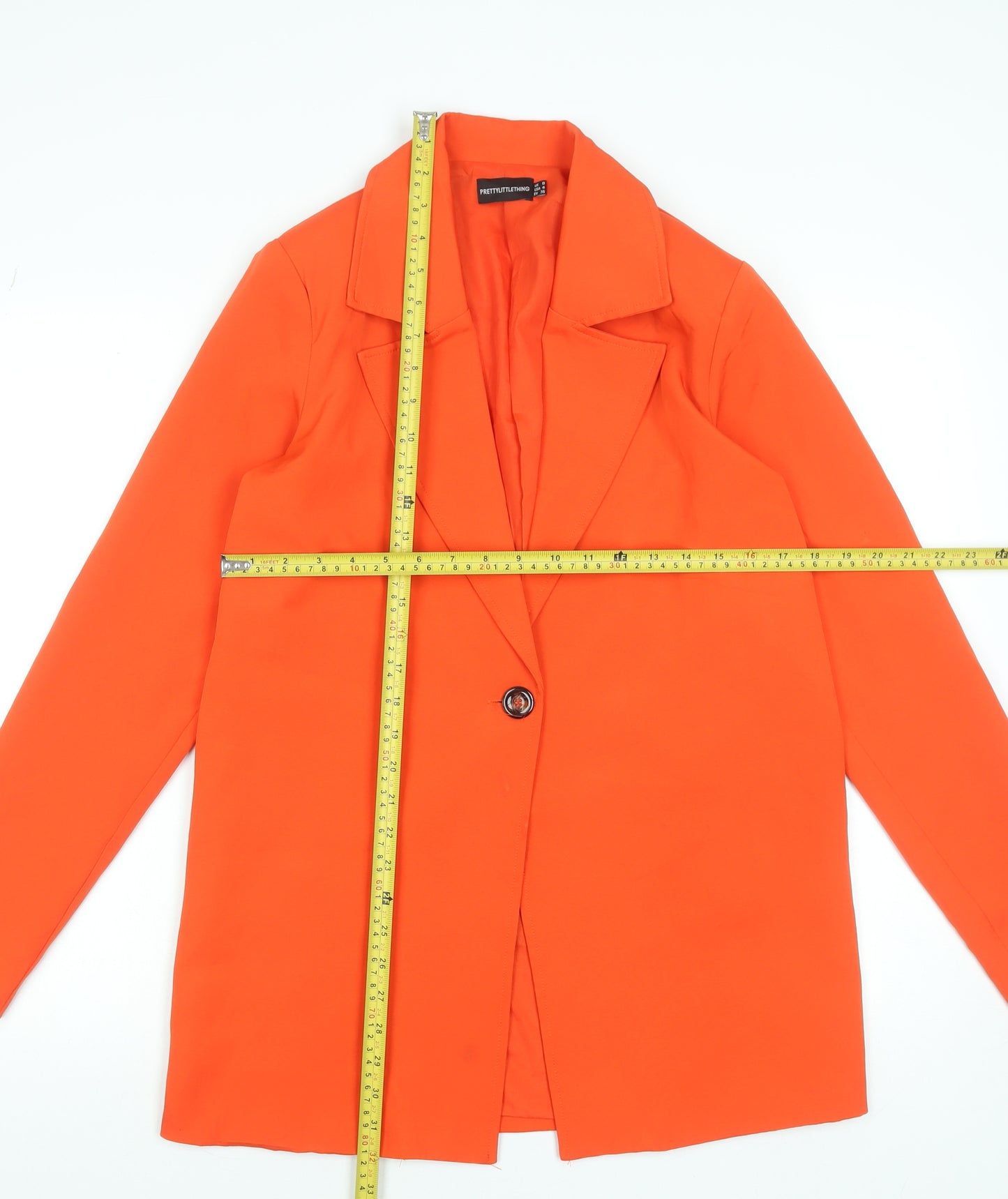 PrettyLittleThing Women’s Orange Blazer Jacket Size 8 Long Sleeve