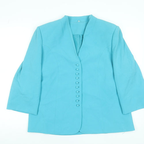 EWM Pure Classics Women’s Blue Size 16 3/4 Sleeve Buttoned Blazer