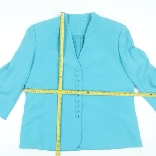 EWM Pure Classics Women’s Blue Size 16 3/4 Sleeve Buttoned Blazer