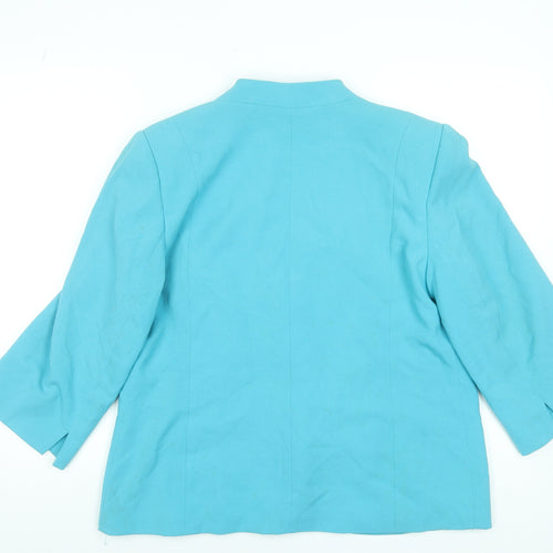 EWM Pure Classics Women’s Blue Size 16 3/4 Sleeve Buttoned Blazer
