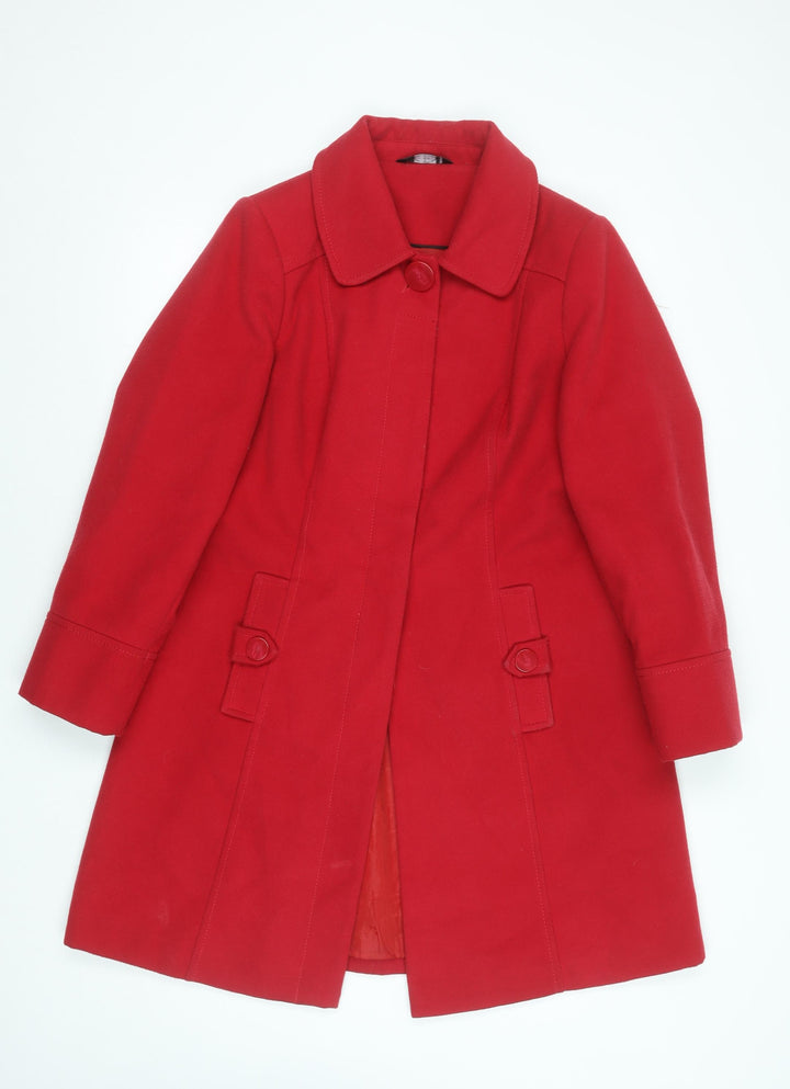 Bm Women's Red Mid-Length Button Overcoat Size 12