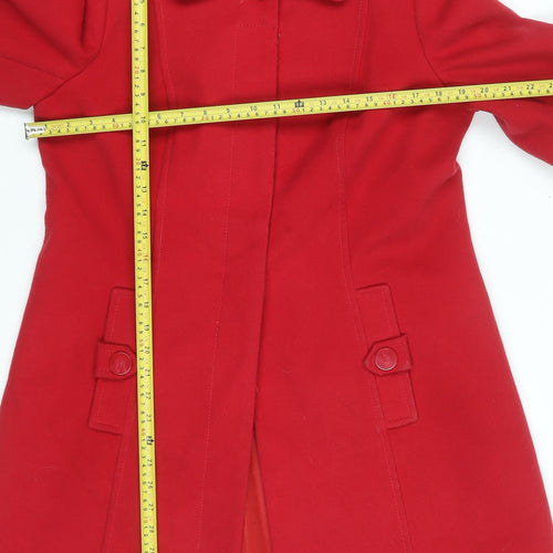Bm Women's Red Mid-Length Button Overcoat Size 12