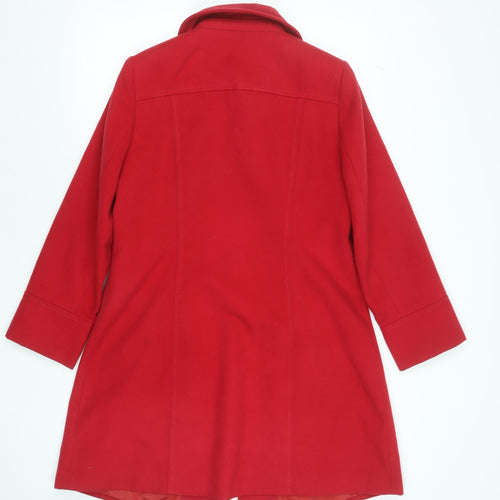 Bm Women's Red Mid-Length Button Overcoat Size 12