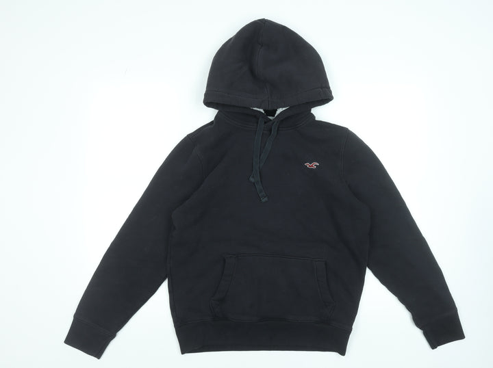 Hollister Men's Black Pullover Hoodie Size S Fleece Lined Logo Sweatshirt