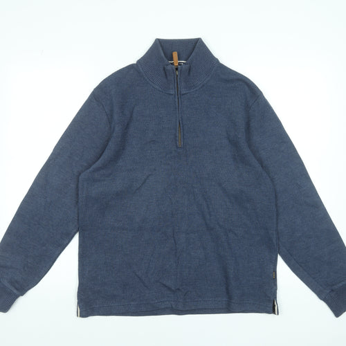 Maine New England Men’s Blue 1/2 Zip Knit Sweatshirt Size S