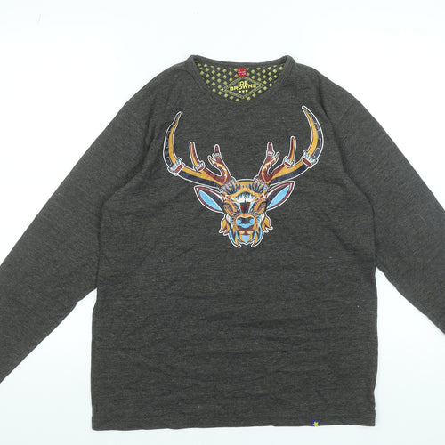 Joe Browns Women’s Grey Cotton Long Sleeve Deer Print T-Shirt Size S