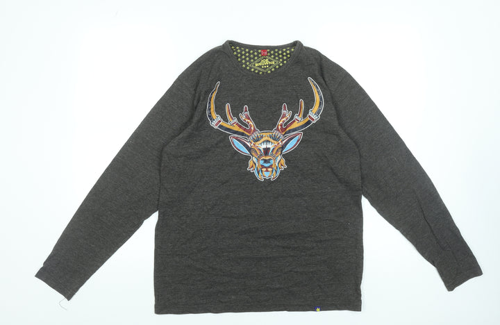 Joe Browns Women’s Grey Cotton Long Sleeve Deer Print T-Shirt Size S