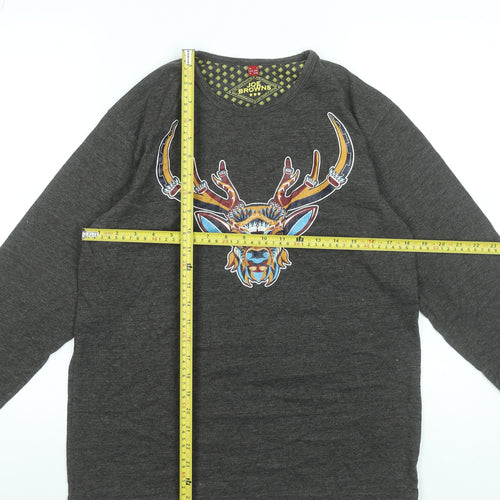 Joe Browns Women’s Grey Cotton Long Sleeve Deer Print T-Shirt Size S