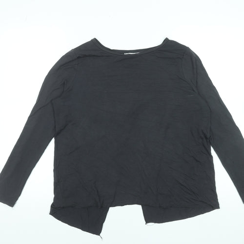 Mango Women Black Long Sleeve Basic Jersey Top Size L