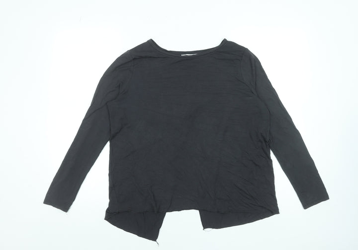 Mango Women Black Long Sleeve Basic Jersey Top Size L