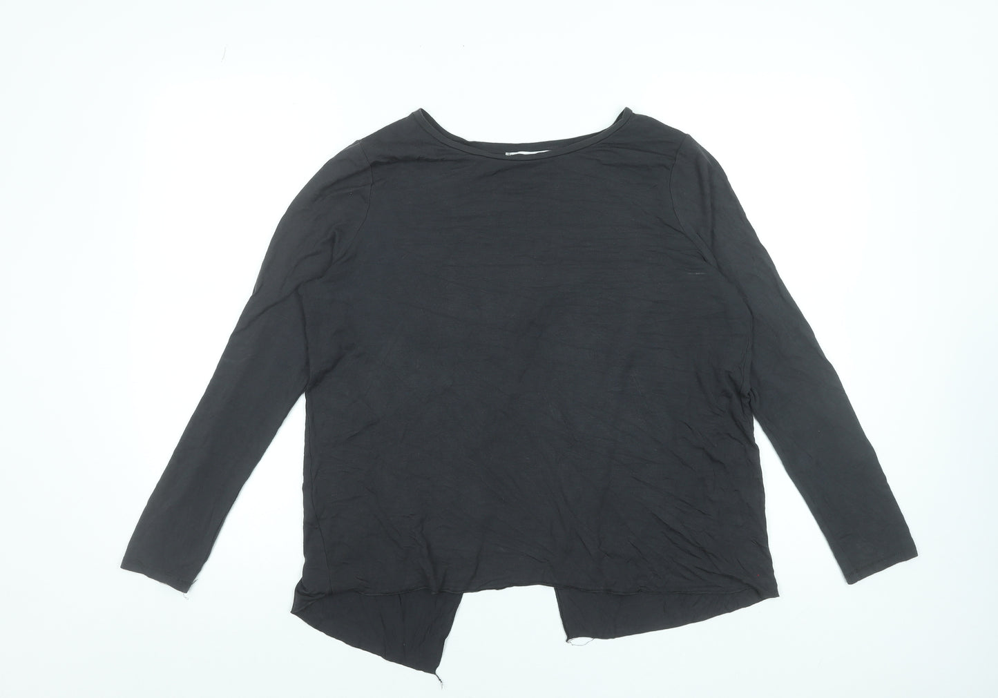 Mango Women Black Long Sleeve Basic Jersey Top Size L