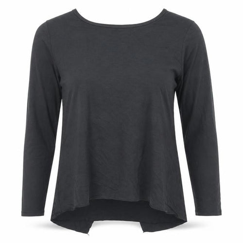 Mango Women Black Long Sleeve Basic Jersey Top Size L