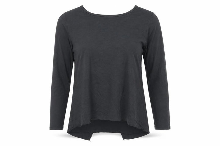 Mango Women Black Long Sleeve Basic Jersey Top Size L