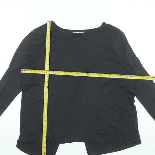 Mango Women Black Long Sleeve Basic Jersey Top Size L