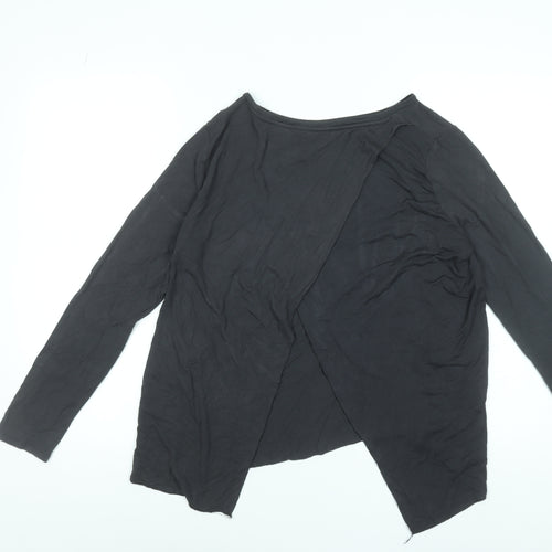 Mango Women Black Long Sleeve Basic Jersey Top Size L