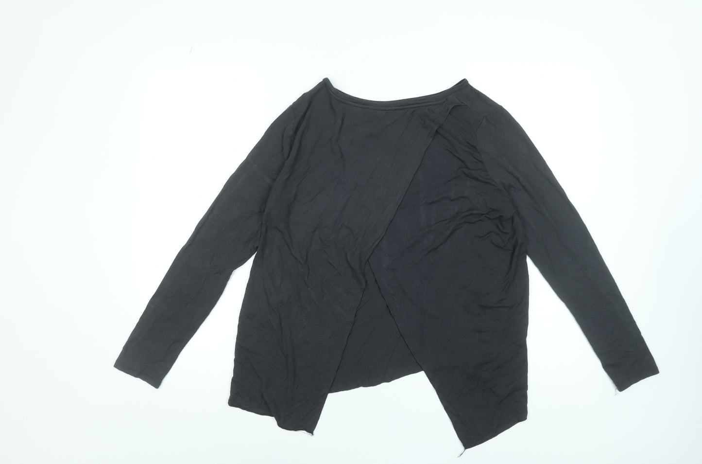 Mango Women Black Long Sleeve Basic Jersey Top Size L