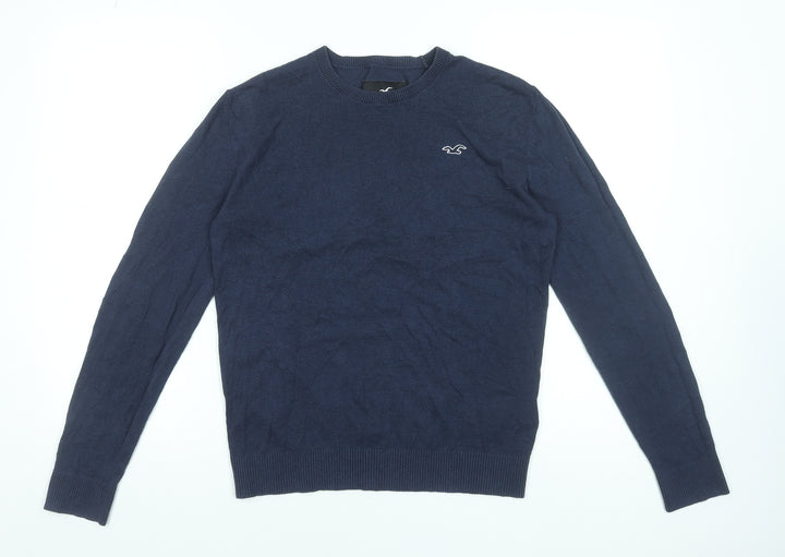 Hollister Men's Blue Crew Neck Pullover Jumper Size S