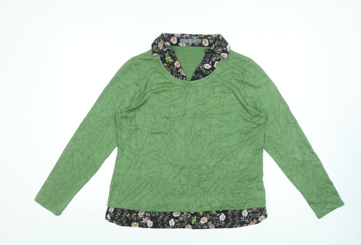 Jessica Graaf Women Green Collared Long Sleeve Pullover Jumper M