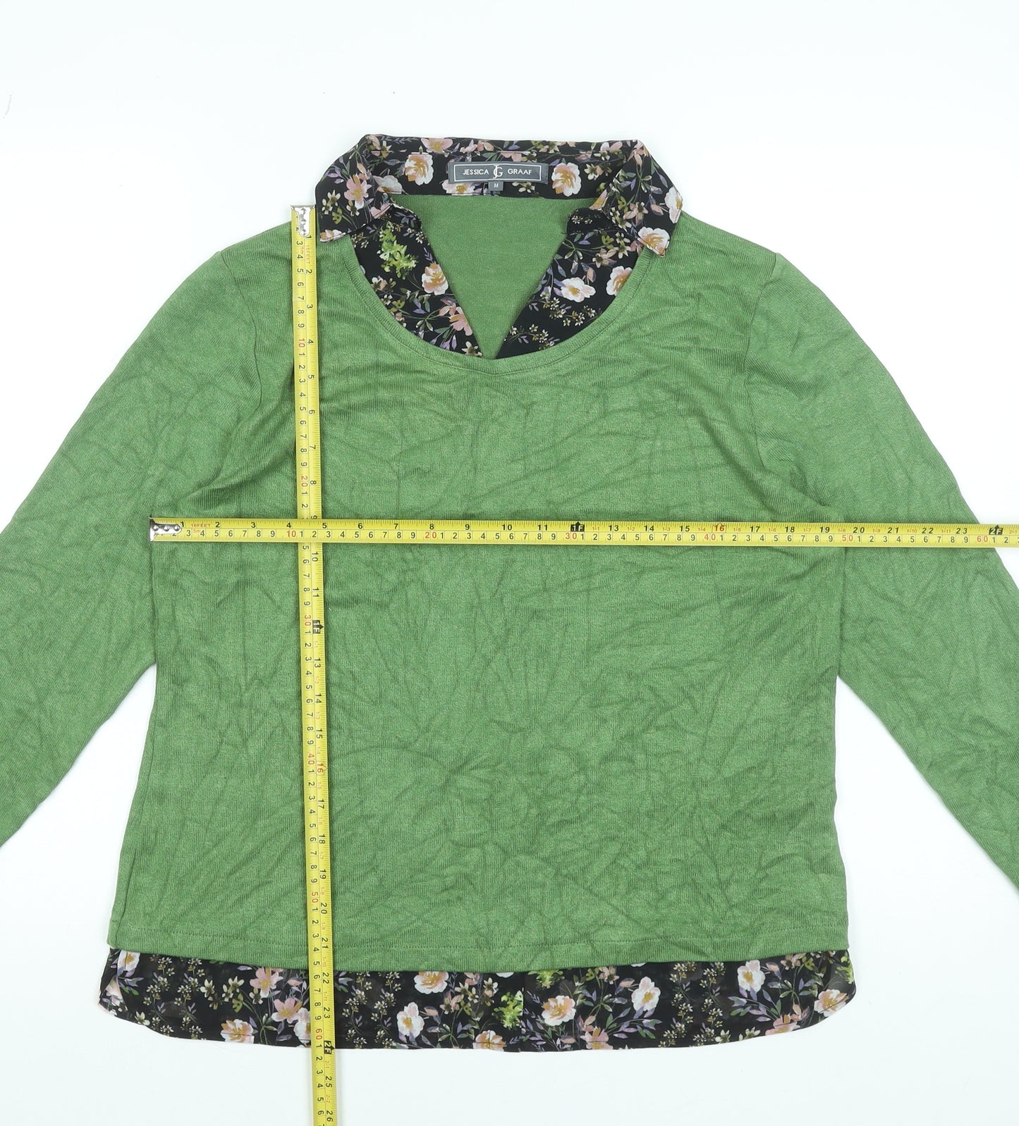 Jessica Graaf Women Green Collared Long Sleeve Pullover Jumper M
