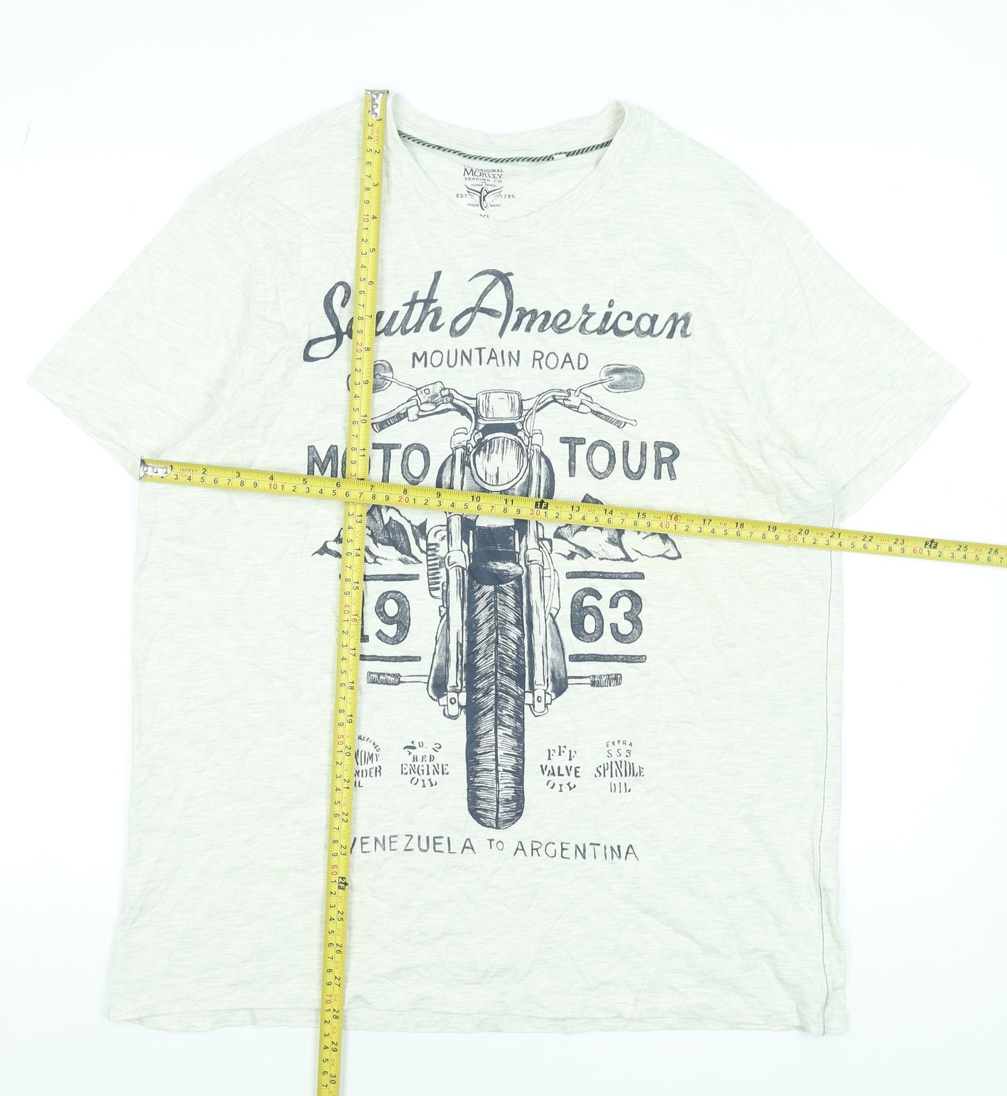 Morley Men's Beige South American Moto Tour Graphic T-Shirt XL
