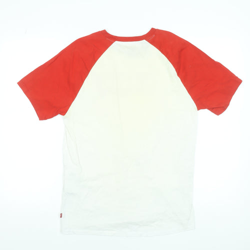 Levi's Men's White Red Raglan Graphic Print T-Shirt Medium