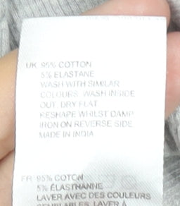 White Stuff Women Grey Button-Up Collared Short Sleeve Cotton Blend Shirt Size 10