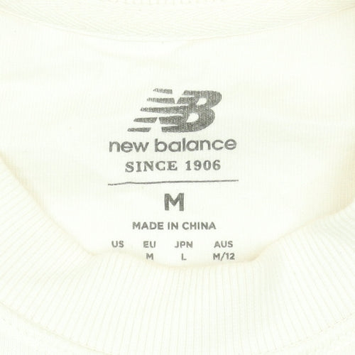 New Balance Women Ivory Cotton Crew Neck Pullover Sweatshirt M