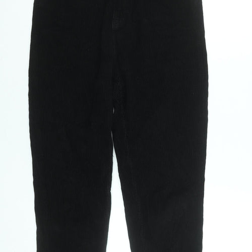 Bershka Womens Black Corduroy Cropped Trousers Size 8