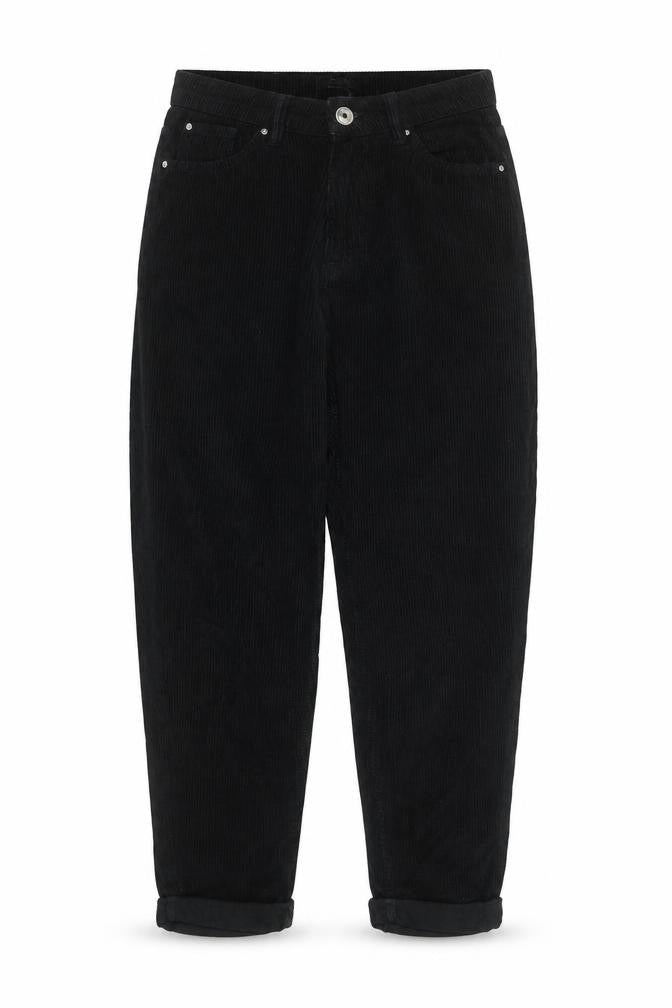 Bershka Womens Black Corduroy Cropped Trousers Size 8