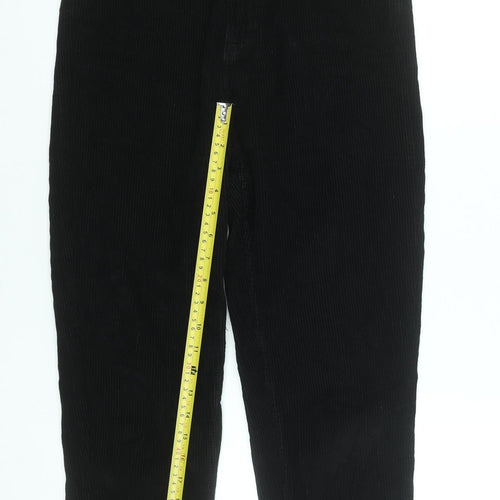 Bershka Womens Black Corduroy Cropped Trousers Size 8